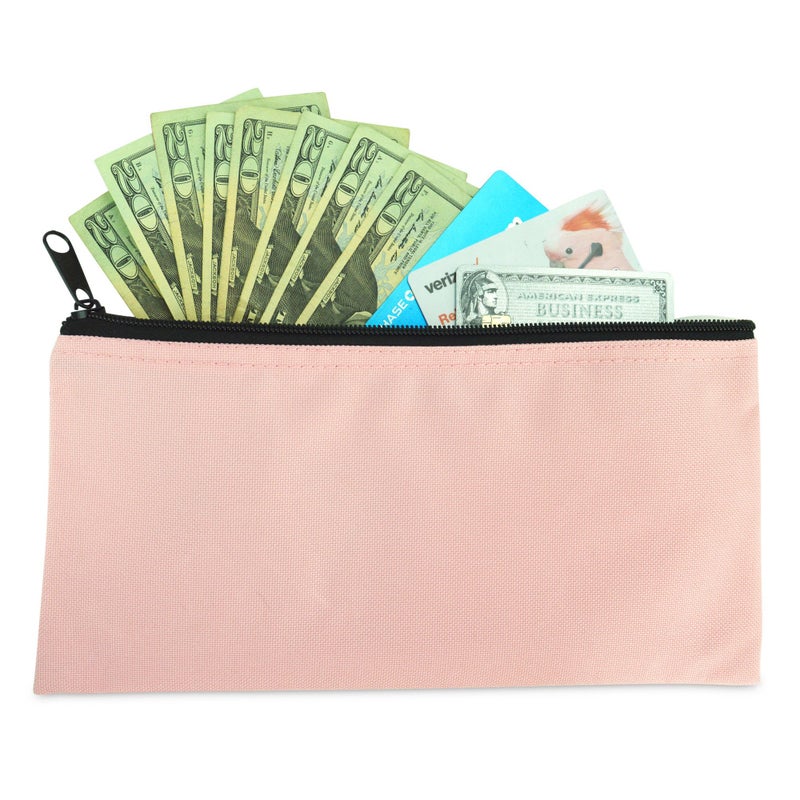 DALIX Bank Bags Money Pouch Securi Deposit Utility Zipper Coin Bag Pink 2 Pack - Image 5